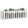 Fehér tömör fenyőfa kerti magaságyás kerítéssel 150x50x50 cm