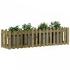 Impregnált fenyőfa kerti magaságyás kerítéssel 200x50x50 cm