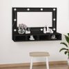Fekete tükrös szekrény LED-ekkel 90x31,5x62 cm