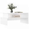 Magasfényű fehér szerelt fa dohányzóasztal 90 x 55 x 42,5 cm