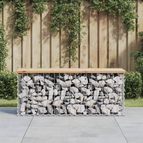 Tömör fenyőfa gabion kerti pad 103x31,5x42 cm