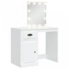 Fehér fésülködőasztal LED-lámpákkal 90x42x132,5 cm