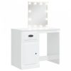 Magasfényű fehér fésülködőasztal LED-del 90x40x132,5 cm