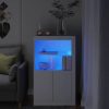 Fehér szerelt fa tálalószekrény LED-világítással