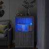 Szürke sonoma színű szerelt fa tálalószekrény LED-világítással