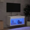 Fehér TV-szekrény LED-világítással 60 x 30 x 30 cm
