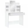 Magasfényű fehér fésülködőasztal LED-del 96x40x142 cm