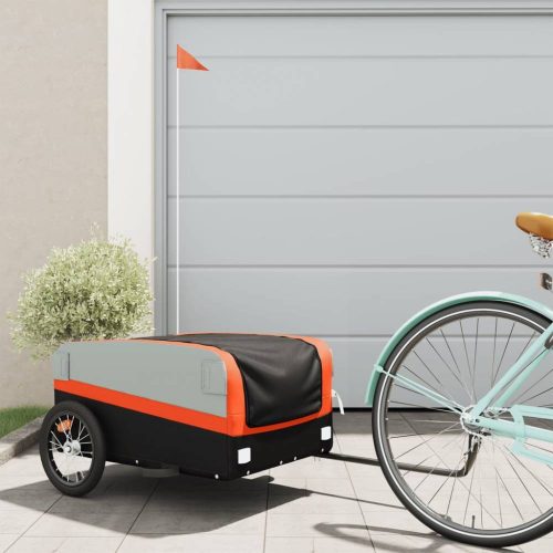 Fekete-narancssárga vas kerékpár utánfutó 45 kg