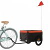 Fekete-narancssárga vas kerékpár utánfutó 30 kg
