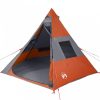 185T Taffeta 7-személyes szürke-narancs sátor 350x350x280 cm