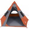 185T Taffeta 7-személyes szürke-narancs sátor 350x350x280 cm
